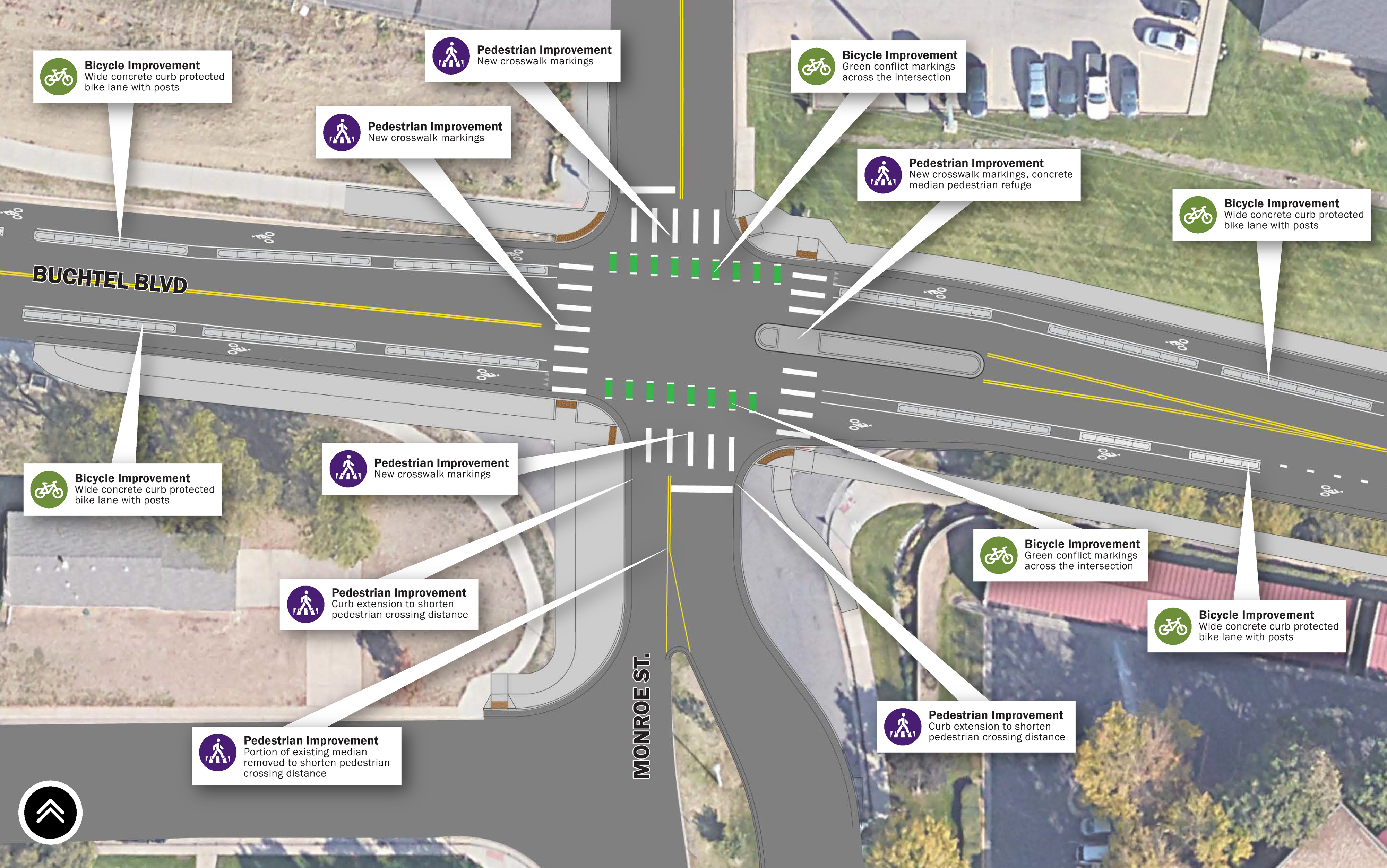 Buchtel and Monroe Intersection map